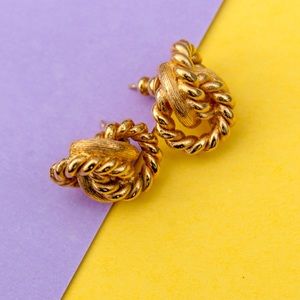 Vintage Christian Dior Gold Rope Knot Stud Earring